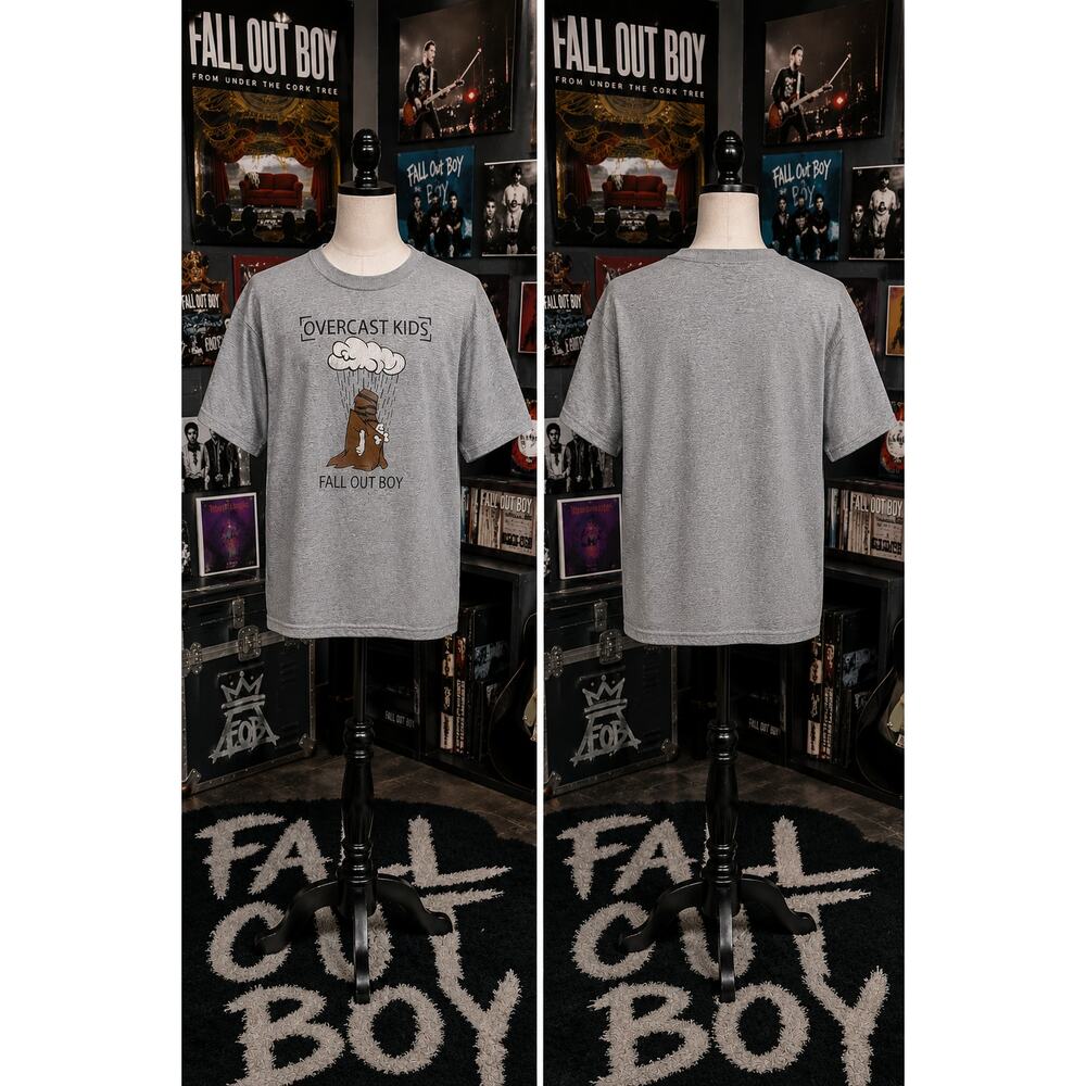 Fall Out Boy Overcast Kids Graphic Tee Youth Large Band Shirt Y2K